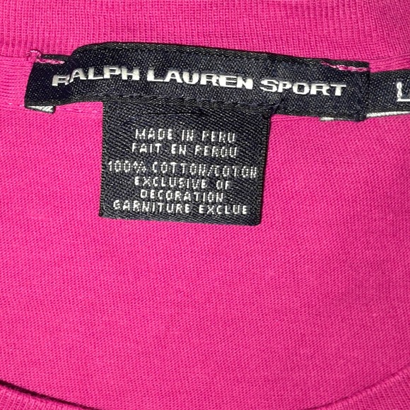 Ralph Lauren Sport Top Women's T-Shirt Short Sleeve Pink Pony Pocket - Picture 5 of 6